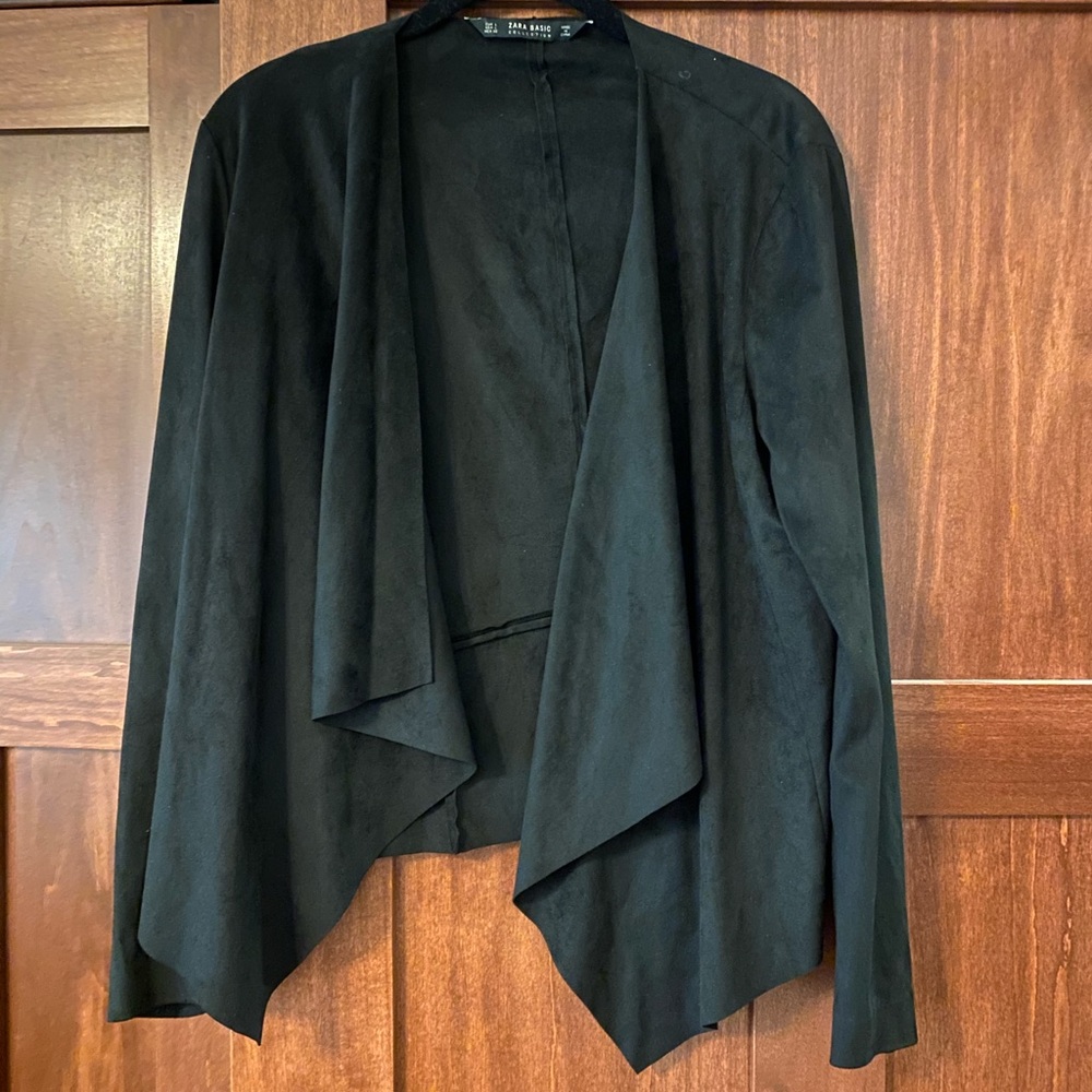 Zara Faux Suede Waterfall Cardigan Size Large